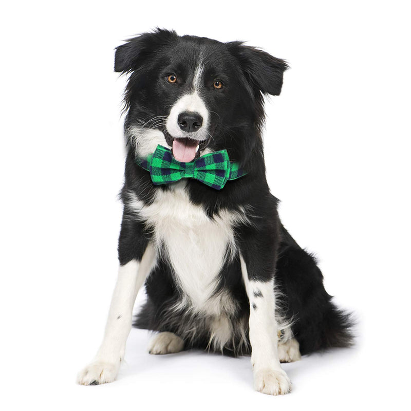 HAOPINSH Dog Bow Tie, Dog Cat Collar With Bow Tie Buckle Light Plaid Dog Collar for Dogs Cats Pets Soft Comfortable,Adjustable (M, Green) Medium - PawsPlanet Australia