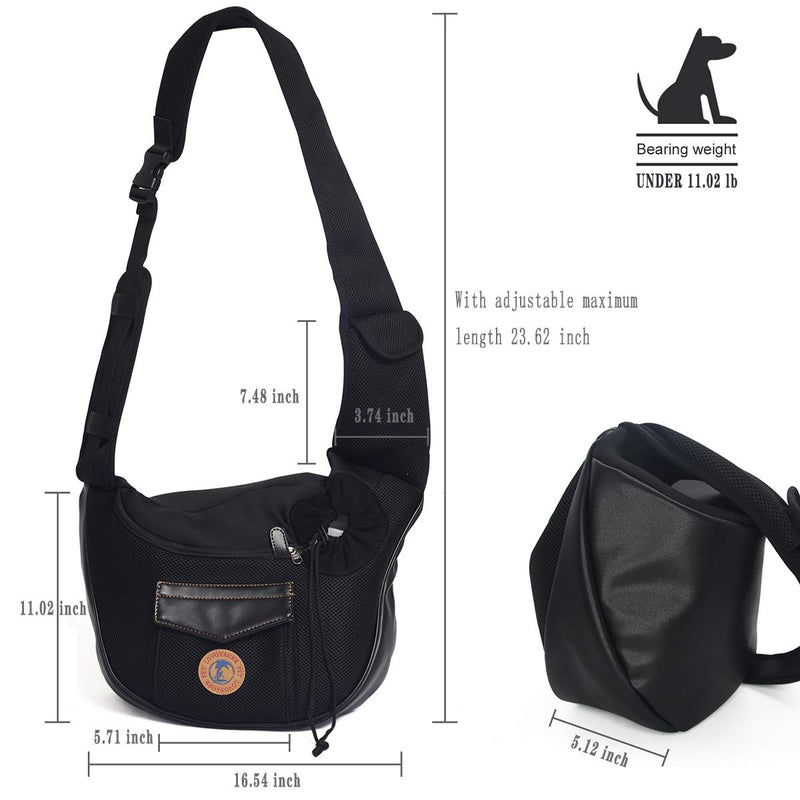 JISSBON Pet Sling Carrier for Small Dogs,Cats and Puppies,Adjustable Carrier Puppy Hand-Free Carrier Breathable Travel Tote Bag,Foldable Pocket Seat Belt for Outdoor and Travel Black - PawsPlanet Australia