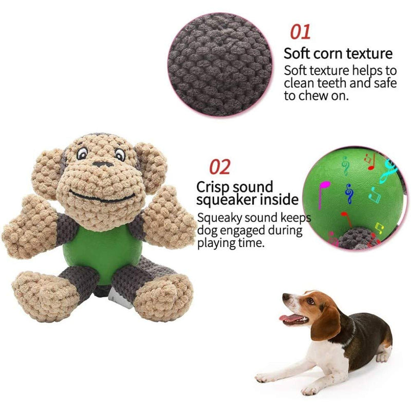 EEToys Puppy Squeaky Dog Toys with Rubber Ball Body for Small Dogs Keep Your Dog Happy (Monkey) - PawsPlanet Australia