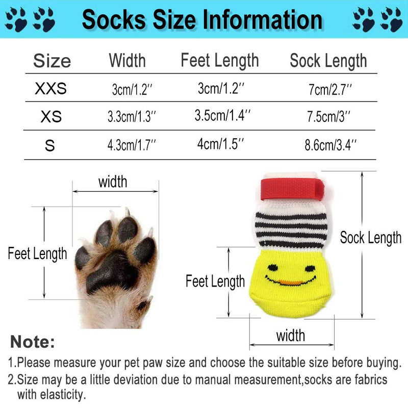 4 Pairs Anti-Slip Dog Socks&Cat Socks with Rubber Reinforcement and 8 small straps, Pet Paw Protector for Hardwood Floors, Indoor Wear style 2(L) S - PawsPlanet Australia