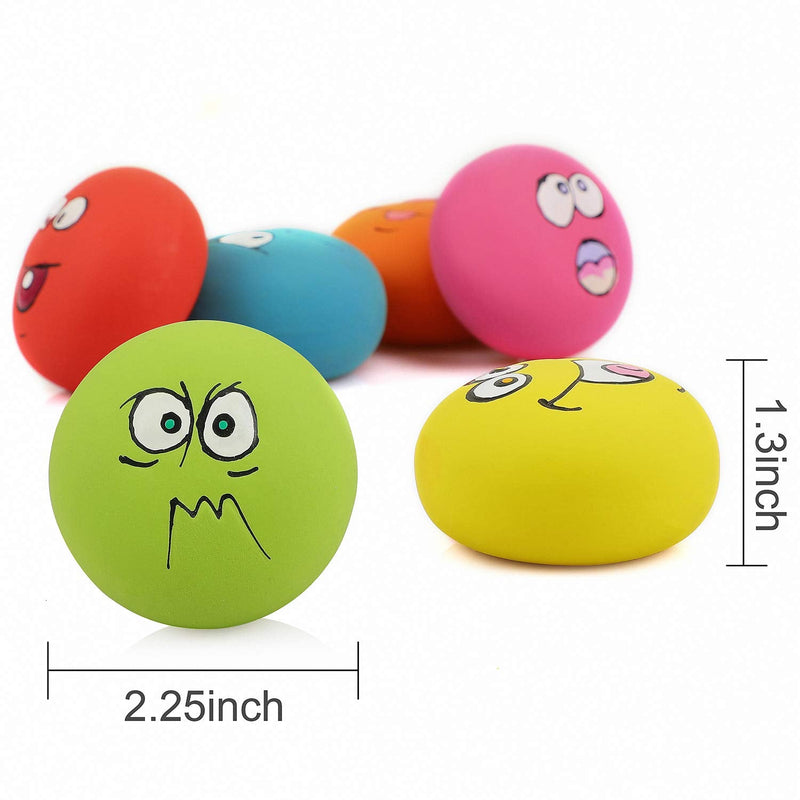 Smile Face Dog Squeaky Toys Soft Latex Squeak Balls for Puppy Small Medium Pet Dogs 6 Pcs/Set - PawsPlanet Australia