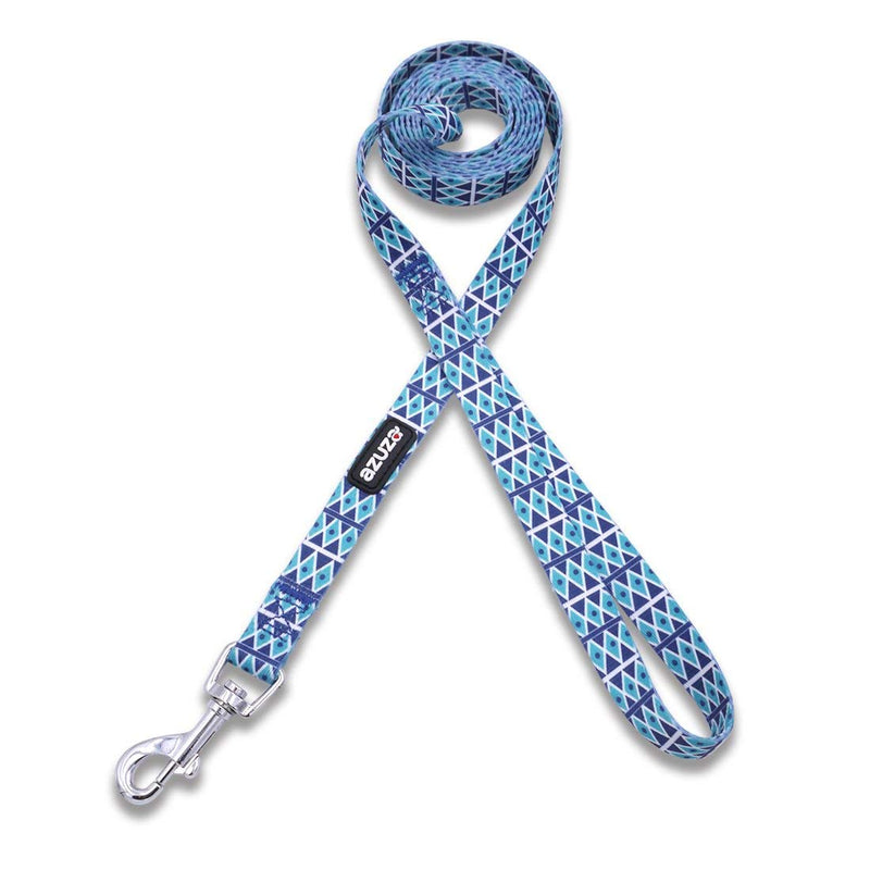 [Australia] - azuza Dog Collar and Leash Set, Fun Patterns, Adjustable Nylon Collar with Matching Leash for Small Medium and Large Dogs S (Neck: 11"-16") Diamond Blue 