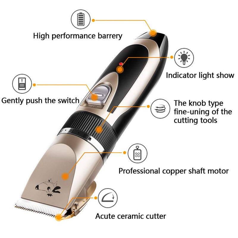 SaponinTree Dog Clippers, Cordless Pet Low Noise Dog Hair Clippers Hair Trimmer Rechargeable Pet Groomimg Tool Kit with Cleaning Brush and Combs for Dogs Cats pets - PawsPlanet Australia