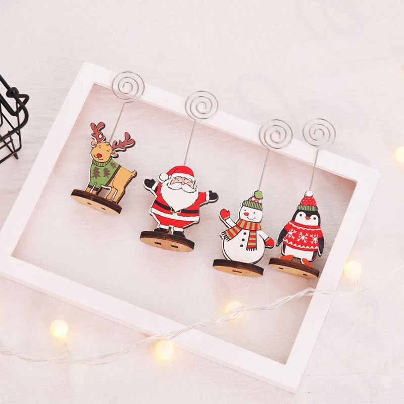 Amosfun Place Card Holders Christmas Cute Snowman Table Number Stands Wooden Name Photo Clip Holder for Xmas Holiday Party Decoration - PawsPlanet Australia