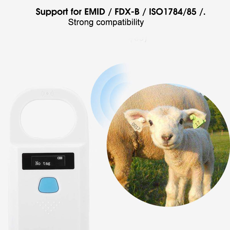 Portable Pet Handheld Microchip Scanner for EMID/FDX-B with LED Display HighBrightness for Dog Cat Pet Tracking(white) white - PawsPlanet Australia