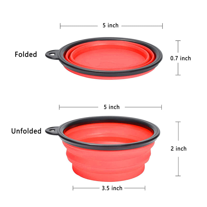 Hweey Silicone Collapsible Dog Bowls 2 Pack Portable Dog Water Bowls for Travel Foldable Pet Feeding Watering Dish for Walking Traveling Parking with 2 Carabiners BPA Free - PawsPlanet Australia