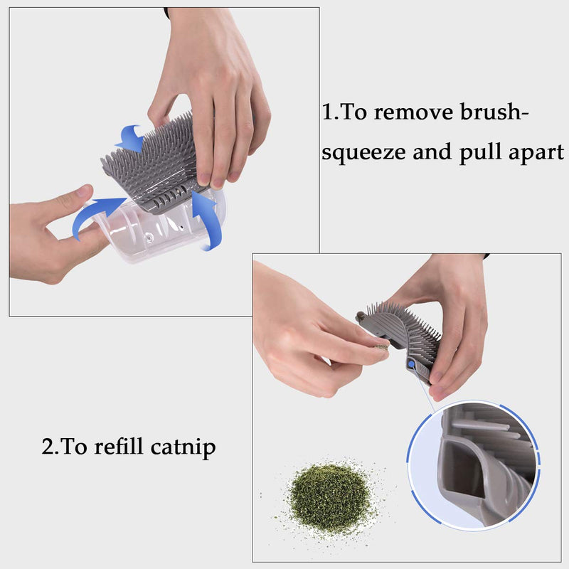IMISNO Cat Self Groomer with Catnip Pouch,Cats Corner Massage Comb Grooming Brush Tool for Kitten Puppy 2 Black/2 Grey - PawsPlanet Australia