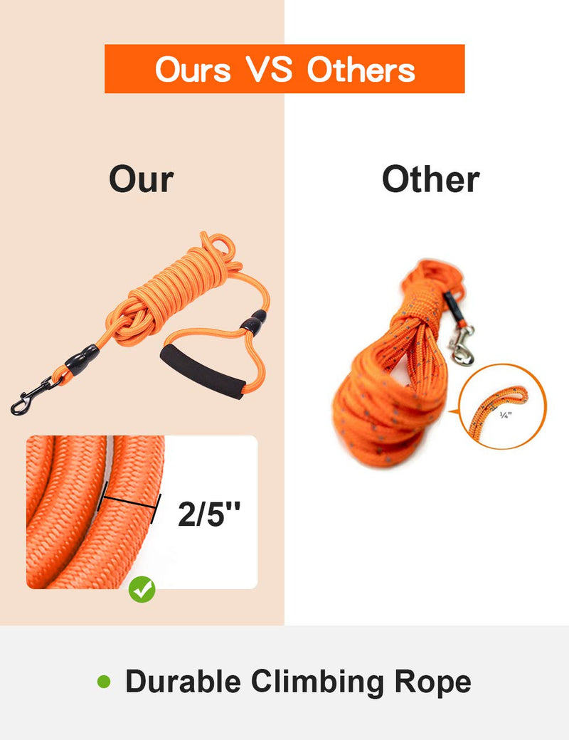 [Australia] - Dog Training Leash 15FT 30Ft, Nylon Long Dog Lead can Float on the Water Heavy Duty Rope for Small Medium Large Dogs Swimming, Running, Camping or Yard Recall Training Long Dog Leash with Foam Handle 