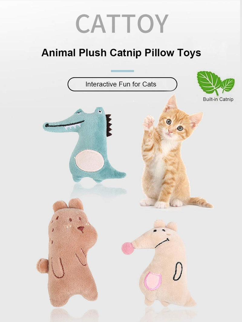 Potaroma Soft Plush Cat Chew Toys Catnip Toys, Cute Cartoon Animal Toys, Bite Resistant Cat Nip Toys for Indoor Cats, Catnip Filled Cat Kicker Toy for Kitty Kitten, Great for Cat Teething 6 Animals - PawsPlanet Australia