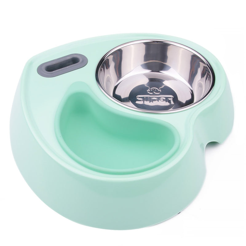 [Australia] - Super Design Multifunctional Automatic Feeders Dispenser - Portion Control Water Dispenser Bowl for Dogs & Cats, Mess Free, No More Dripping Beard Light Green 