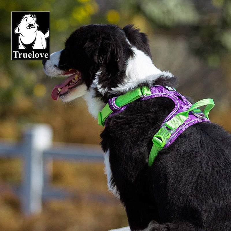 TRUE LOVE Dog Harness No Pull Adjustable Reflective Step-in Soft Nylon For Small Large Pet TLH5653(M, Camouflage Purple) M - PawsPlanet Australia