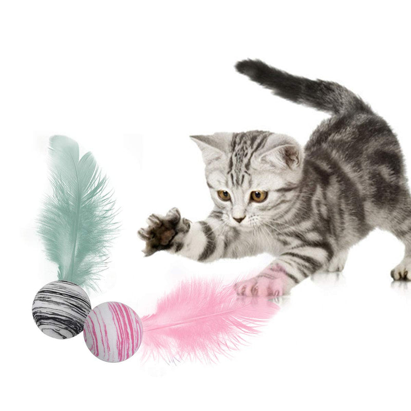 Pinsheng Cat Toys, Pet Teeth Grinding Chew Toys, Interactive Planet Texture Cat Tease Ball and Feather, EVA Lightweight Foam Ball, Throwing Toy - PawsPlanet Australia