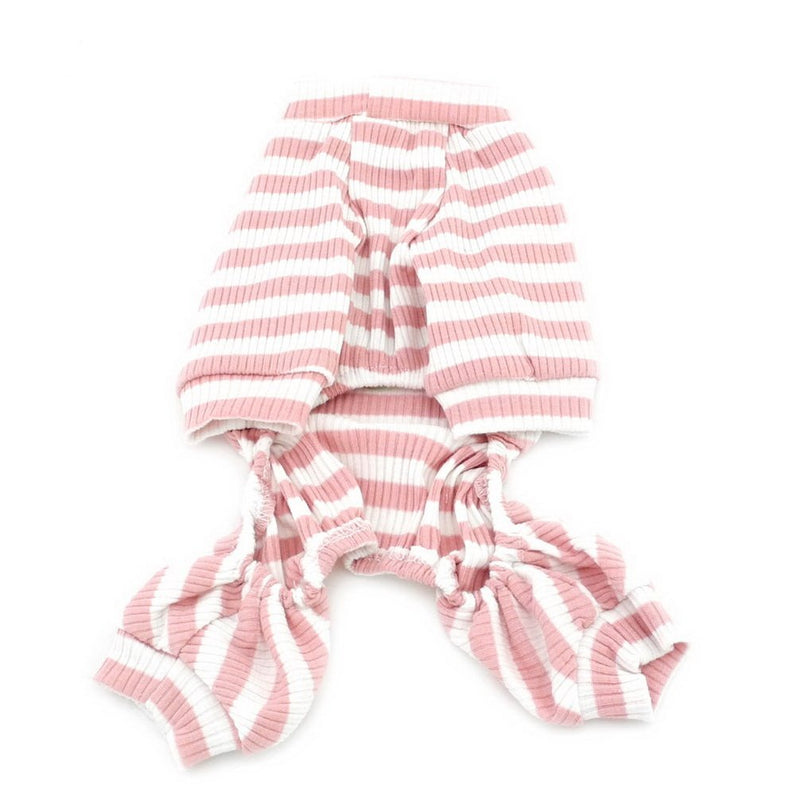 Ranphy Small Dog Stripe Pajamas Winter Comfy Cotton Pet Clothes Puppy Outfit Cat Apparel Doggy Pyjamas PJS Shirt Yorkie Jumpsuit Boys for Summer Autumn Pink Size S S(Back: 20cm; Chest: 32cm) Style4 - PawsPlanet Australia
