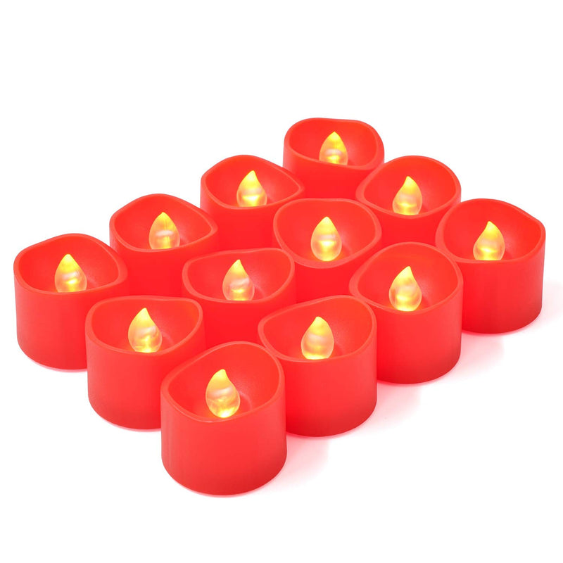 Homemory Flameless Candles, Pack of 24 Flickering LED Tea Light Candles Battery Operated, Red Tea Lights, Batteries Included - PawsPlanet Australia