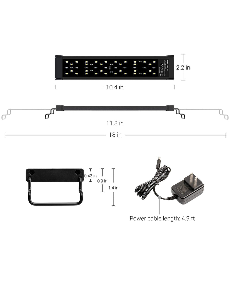 NICREW SkyLED Plus Aquarium Light for Planted Tanks, Full Spectrum Freshwater Fish Tank Light, Light Brightness and Spectrum Adjustable with External Controller, 12-18 Inches, 11 Watts 12 - 18 in - PawsPlanet Australia