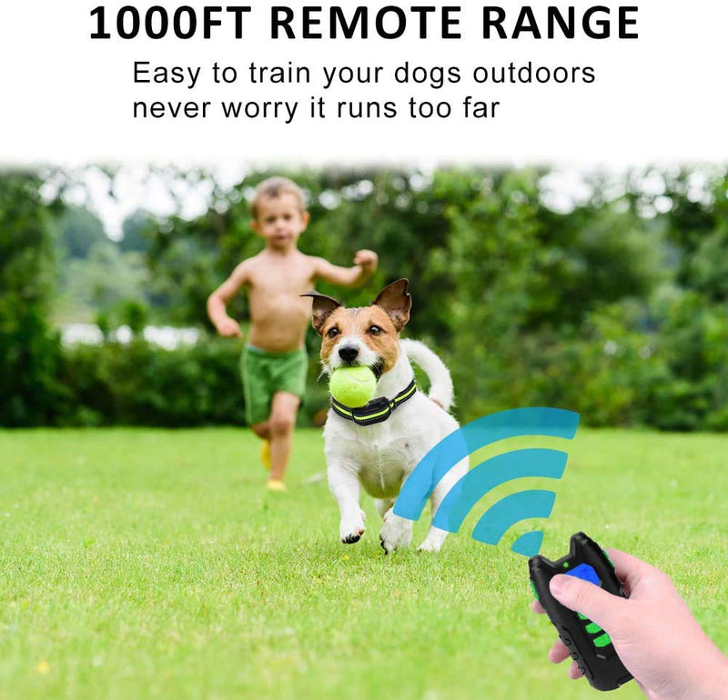 Dog Training Collar with Remote, Rechargeable Waterproof Home Dog Training Device Controller Safe Behavior Correct Dog Trainer for Small Medium Large Dogs, Up to 1000Ft Remote Range - PawsPlanet Australia