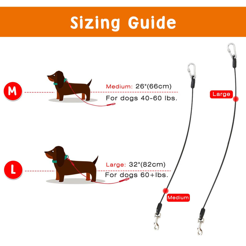 [Australia] - VavoPaw Pet Car Safety Belt Dog Leash, Heavy Duty Coated Steel Seat Belt Restraint Chew Proof Rope Leash Car Seatbelt Cable with Carabiner for Pet Dogs Use 26 inch 