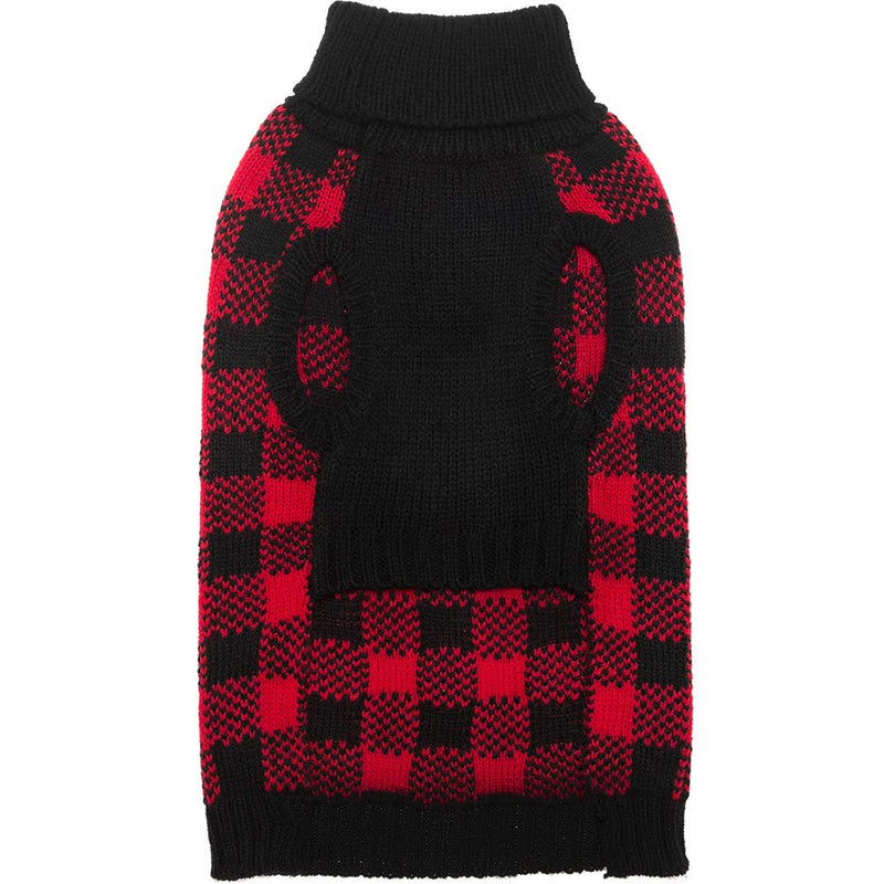 PUPTECK Dog Sweater Plaid Style Pet Cat Winter Knitwear Warm Clothes XS (Pack of 1) Red & Black - PawsPlanet Australia