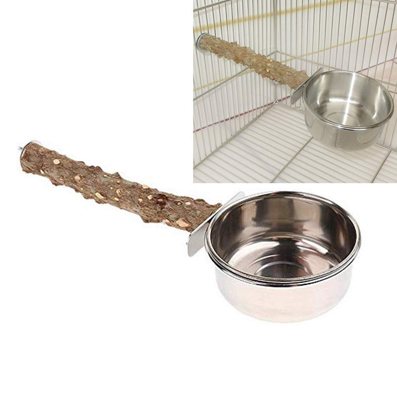 [Australia] - Rluii Parrot Bird Natural Wood Stand Perch Swing/Stainless Steel Parrot Cup/Parrot Parakeet Cockatiel Cage Food Box Water Cup Stainless Steel Pet Bird Feeding Feeder Bowl Birdcage Accessories 