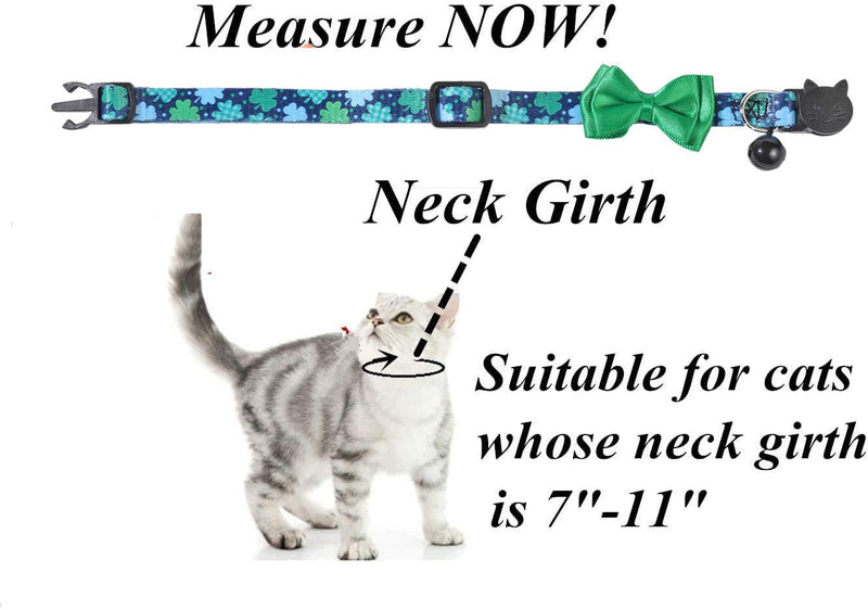 BoomBone 2 Pack Shamrock Cat Collar,Puppy Collar with Bell - PawsPlanet Australia