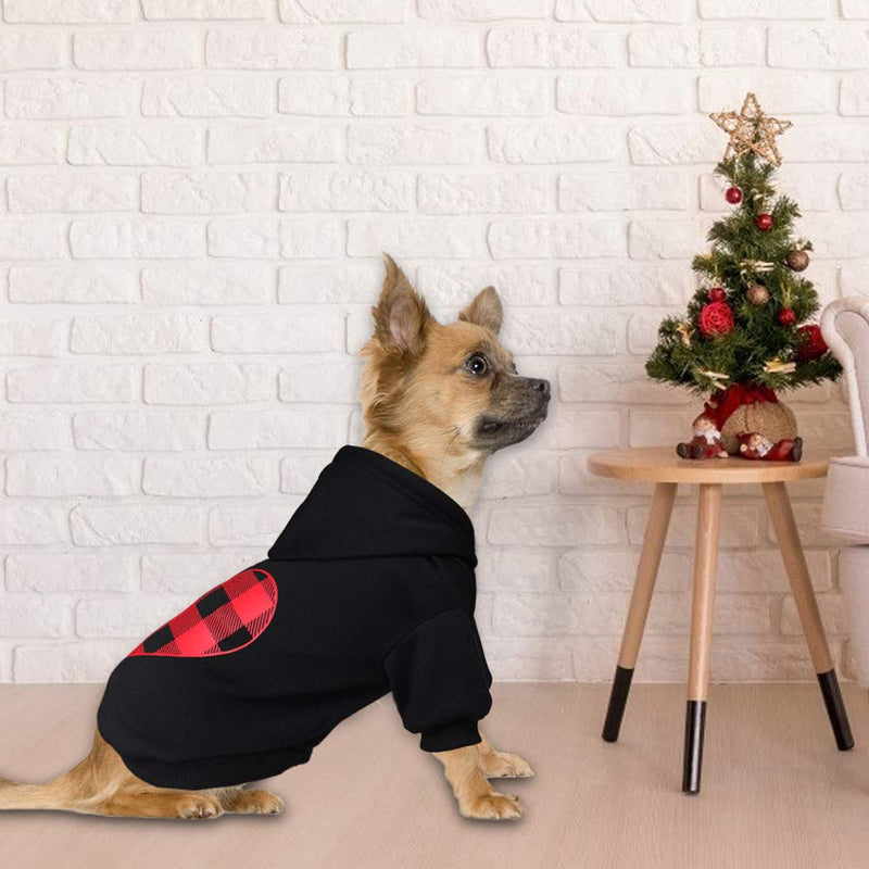 [Australia] - Stpiatue Dog Hoodie Sweater Sweater for Dogs Pet Clothes Black Buffalo Plaid Warm and Soft Breathable Cozy XS 