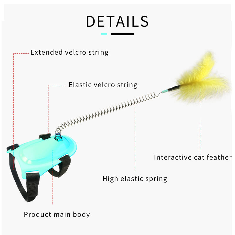 WishLotus Interactive Cat Toy, Feet Control Cat Spring Toy to Kill Time and Keep Fit Cat Feather Toy for Indoor Play and Exercise for Kitty blue - PawsPlanet Australia