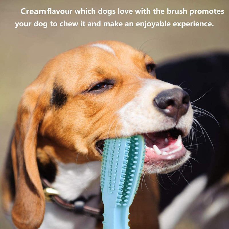 BundleMall Dogs Dental Care Brushing Stick,Dog Dental Effective Teeth Cleaning Stick, Pets Dog Toothbrush Chew Toy,Rubber Bite Resistan Toys for Large Medium Dogs (sky blue) Sky Blue - PawsPlanet Australia