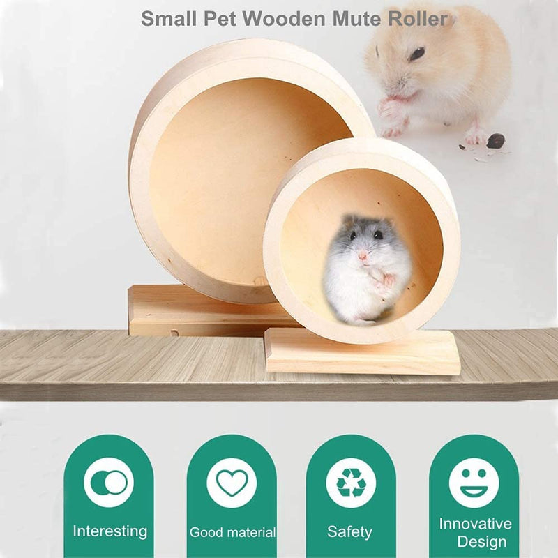 FOUUA Hamster Wheel, Diameter-5.9Inches Wood Hamster Exercise Wheel, Small Animals Silent Wheel Playing Toy for Rat Gerbil Mice Chinchillas Hedgehogs Guinea Pigs - PawsPlanet Australia