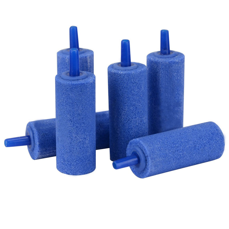 [Australia] - Pawfly 2 Inch Air Stones Cylinder 6 PCS Bubble Diffuser Airstones for Aquarium Fish Tank Pump Blue 