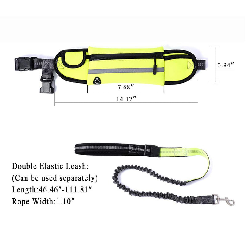 [Australia] - WishLotus Hands Free Dog Leash for Running Walking Outdoor Training Belt Dog Accessories Include Waterproof Waist Pack and Nylon Retractable Dog Belt Suitable for Small and Medium Pets up to 88 lbs Green 