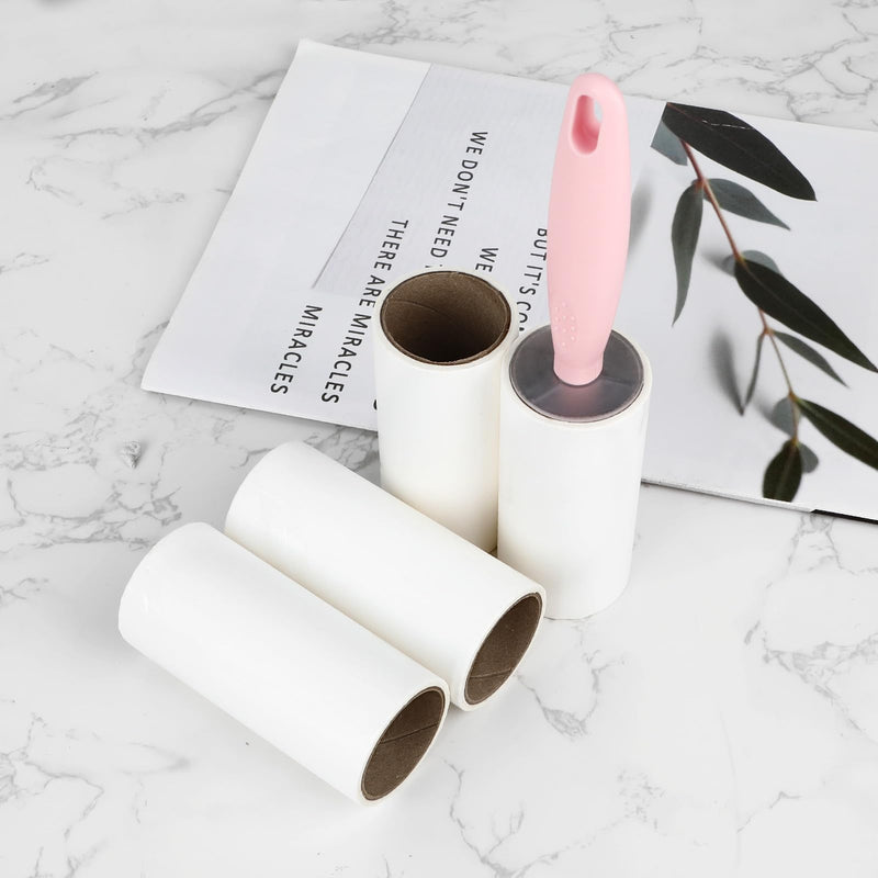 12 Roll Lint Roller with 2 Dispensers, Pet Hair Remover, Extra Sticky Lint Roller for Removing Lint and Pet Hair from Clothes, Sofa, Carpet - 60 Sheets/Rolls Pink - PawsPlanet Australia