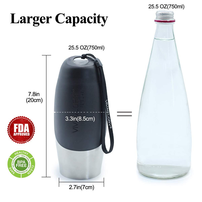 [Australia] - Vivaglory Stainless Steel Dog Water Bottle, 25oz Portable & Leakproof Dog Travel Water Bottle with Large Trough for Walking & Hiking Large Bottle-25oz 