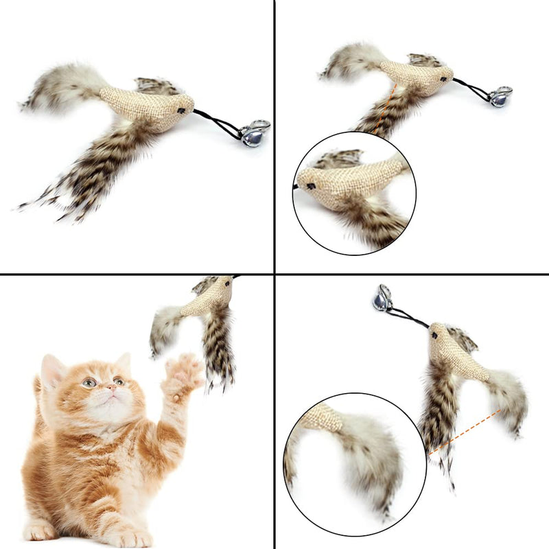 ZDQC Cat bell wand, cat fishing rod suction cup, cat fishing rod with feathers and bells, cat bell magic wand, interactive cat toy feathers (bird lifelike + strong suction cup) C - PawsPlanet Australia