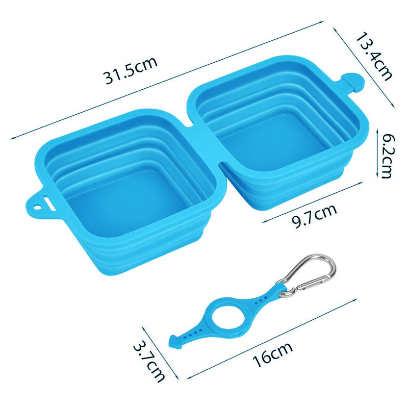 2 Pcs Silicone Foldable Dog Bowl(with Carabiners),Portable Dogs Cats Travel Bowls Feeding Bowl and Water Bowl,Food Grade Silicone BPA Free Food Bowls,Silicone Feeding Watering Bowls(Blue) Blue - PawsPlanet Australia