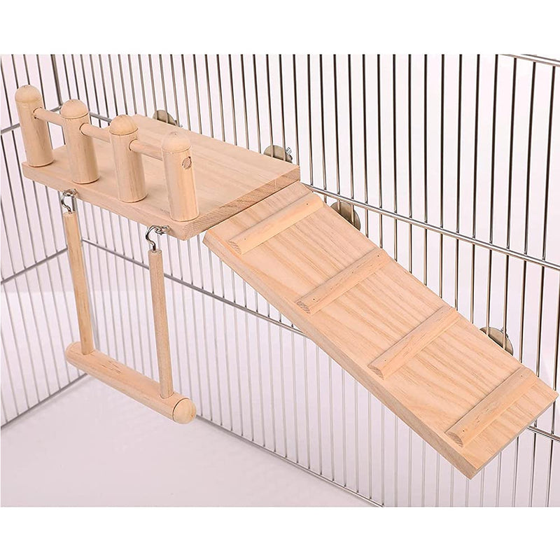 TeTupGa Hamster Bird Perches Cage Toys Parrot Wooden Platform With Climbing Ladder Playing Gyms Exercise Stands Wood Swing Chewing Toys Sets For Animals Green Cheeks, Baby Lovebird, Chinchilla, Budgie - PawsPlanet Australia