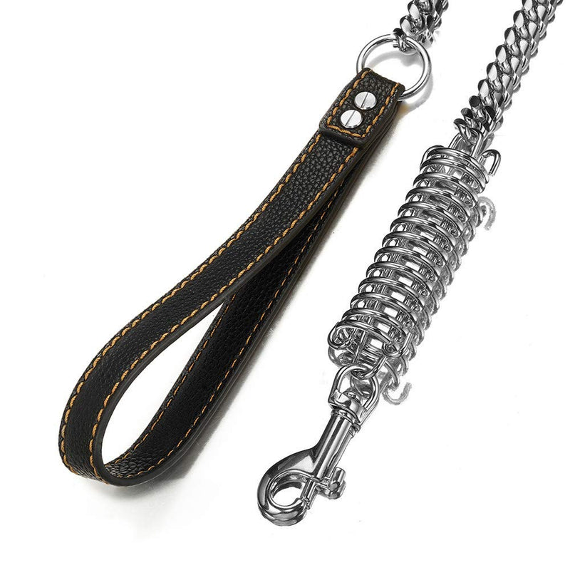 [Australia] - Aiyidi Dog Leashes Stainless Steel Strong Silver Dog Chain Leashes Labor-Saving, Safe, Wear-Resistant, Waterproof Dog Leashes 1FT, 2FT, 3 FT, Cuban Chain with Leather Handle 3ft (36inch) for Samll dog 