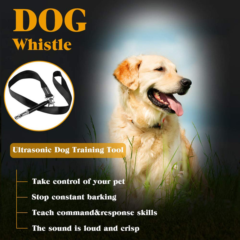 [Australia] - Hicdaw 2 Sets Dog Whistle for Training to Stop Barking Silent Dog Whistle Adjustable Pitch Ultrasonic Training Dog Whistles with Keyring and Lanyard 