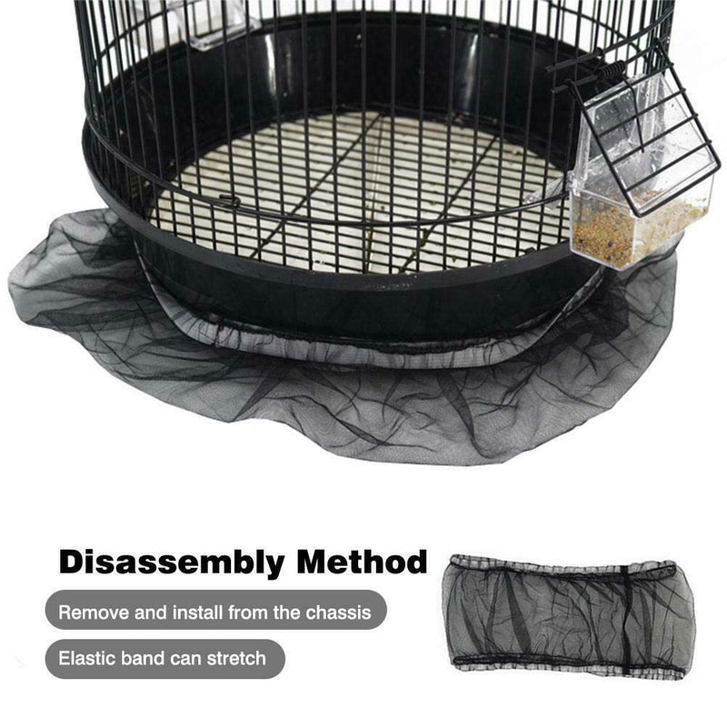 Universal Bird Cage Seed Catcher,Seed Catcher Guard Net Cover,Parrot Nylon Mesh Net Cover,Soft Airy Cage Net Stretchy Skirt for Round Square Cages (Circumference 40 inch to 63 inch，Black)…… Black Circumference 40 inch to 63 inch，Black - PawsPlanet Australia