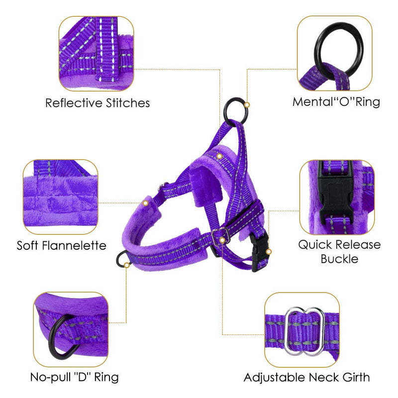 SlowTon Dog Harness and Dog Leash Set, Dog Leash Leash Quick Fit Harness Soft Padded Pet Vest Harness with Dog Leash Adjustable Reflective Car Harness and Bungee S Purple - PawsPlanet Australia