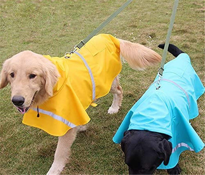 ZPP Pet Dog Raincoat Lifejackets Waterproof Clothes Adjustable Rain Poncho Hoodies Vest Polyester Lightweight Safe Reflective Strip Anti-Slip Windproof Snowproof Medium Large Puppies Gift (XL, Blue) XL - PawsPlanet Australia