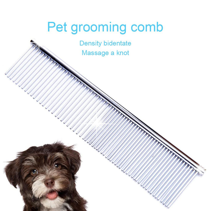 Clyhon Stainless Steel Pet Comb Pet Grooming Comb Rounded Teeth Dog Comb for Large, Medium and Small Dogs and Cats with Tangled Short/Long Hair (19 x 4.3 cm) - PawsPlanet Australia