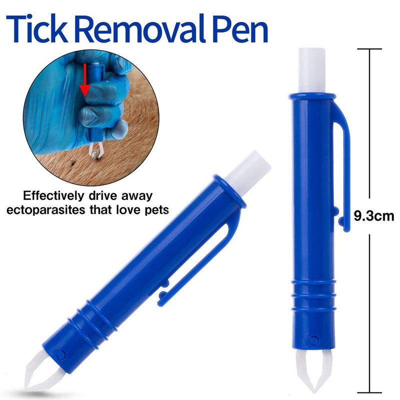 Banydoll Tick Removal Tool Set, 5 Pcs Professional Tick Remover Kit with 3 Tick Hooks, 1 Tick Removal Pen & 1 Lice Comb for Dogs/Cats/Horses/Humans blue - PawsPlanet Australia