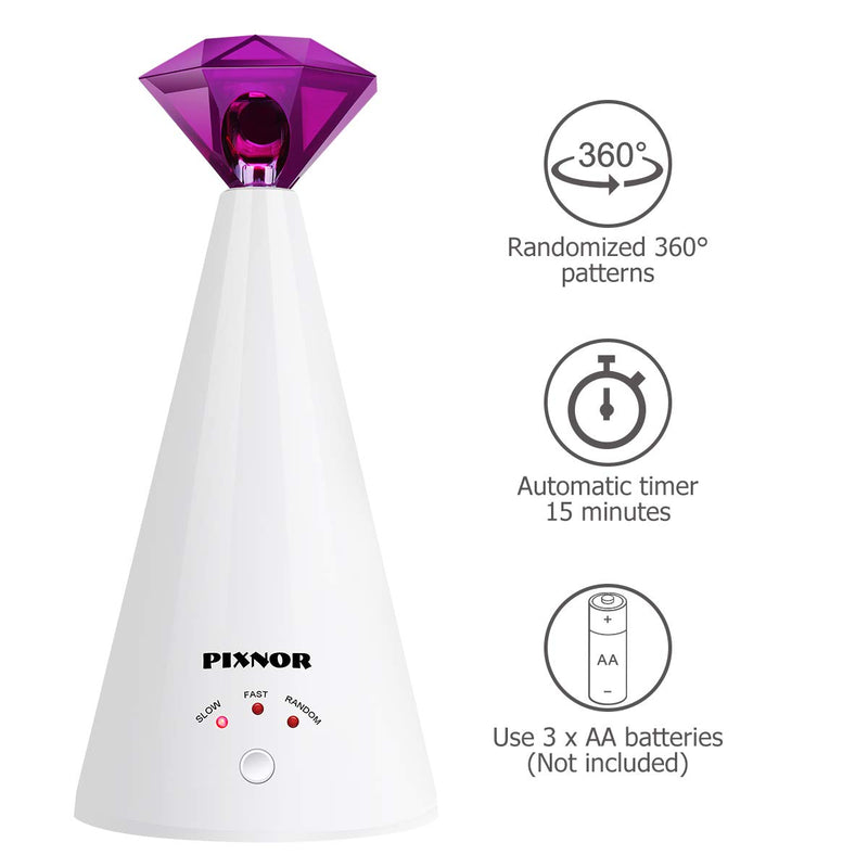 [Australia] - PIXNOR Cat Toy Pet Laser Pointer for Cats Automatic Rotating Catch Training, Adjustable 3 Speeds, Automatic Rest Period, Pretty Diamond Shape, Battery Powered 