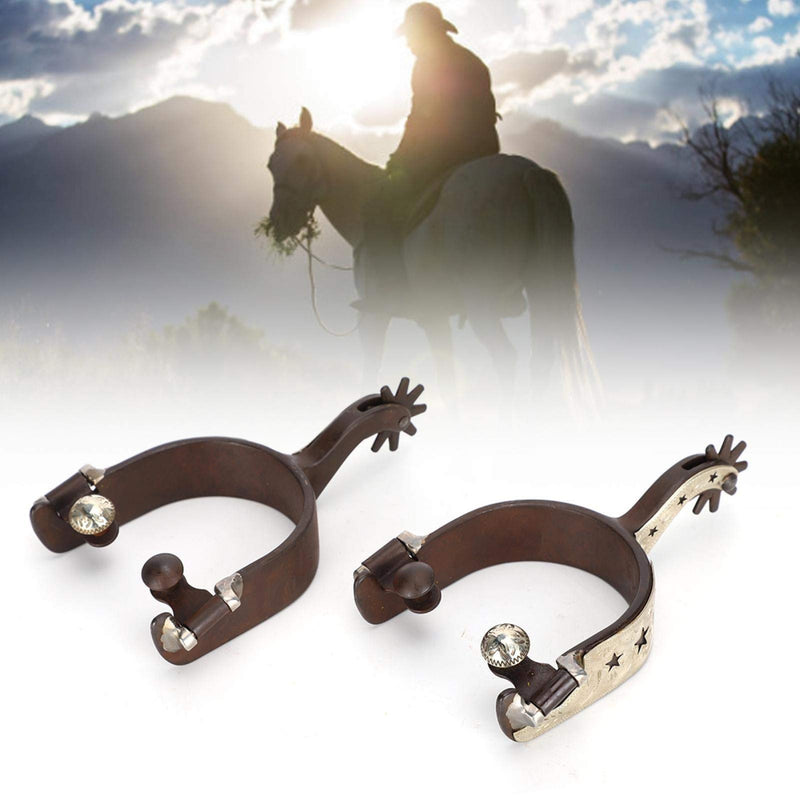 Cikonielf Equestrian Cowboy Roping Spurs Western Retro Cowboy Black Steel Bull Head Carving Spurs for Equestr Horse Training - PawsPlanet Australia