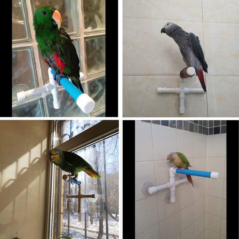 Bird Portable Suction Cup Shower Perch Window Wall Standing Platform Rack for Parrot Parakeet Macaw Cockatoo African Greys Budgies - PawsPlanet Australia