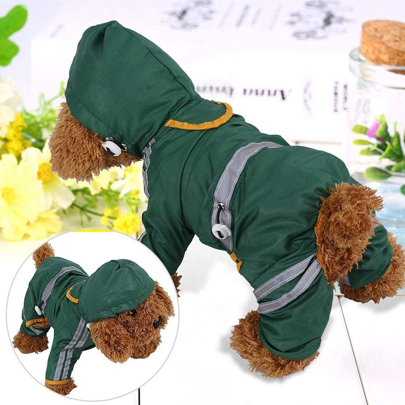 Fdit Pet Raincoat Waterproof Jacket Cat Dog Hood Rain Coat Reflective Jumpsuit Outdoor Apparel Clothes(M) - PawsPlanet Australia