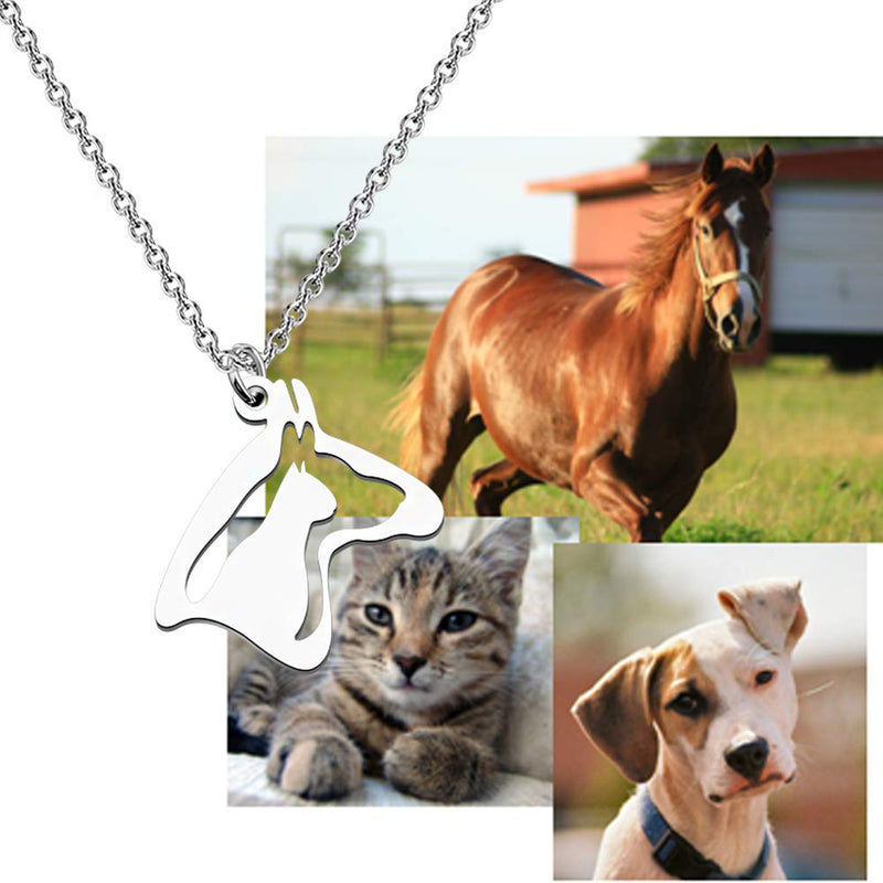 FOTAPP Pet Necklace Animal Gift Dog Cat Horse Pendant Necklace Pets Lover Animal Jewelry Cat Dog Horse - PawsPlanet Australia