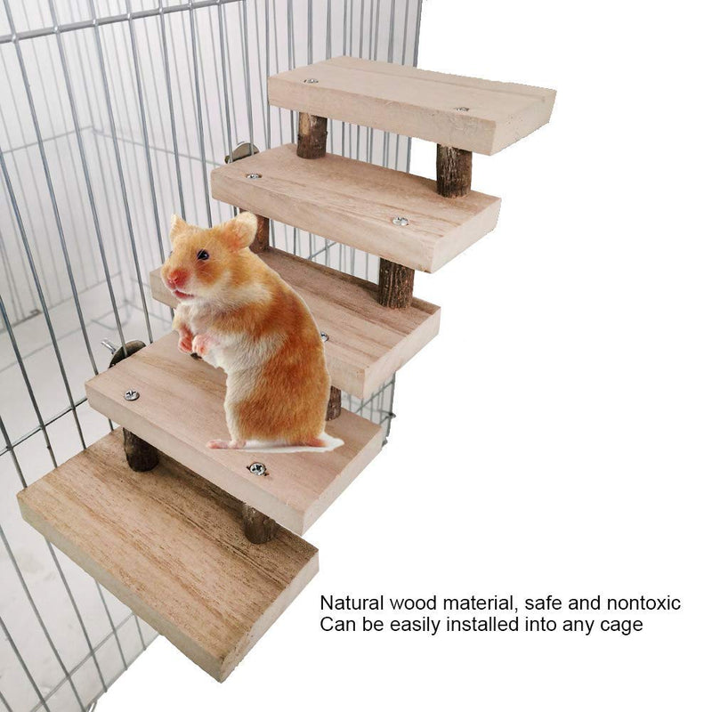 Hamster Ladder,5 Layers Wood Parrot Platform Climbing Ladder Pet Toys Cage Accessories for Dwarf Syrian Hamster Mice Mouse Gerbils - PawsPlanet Australia