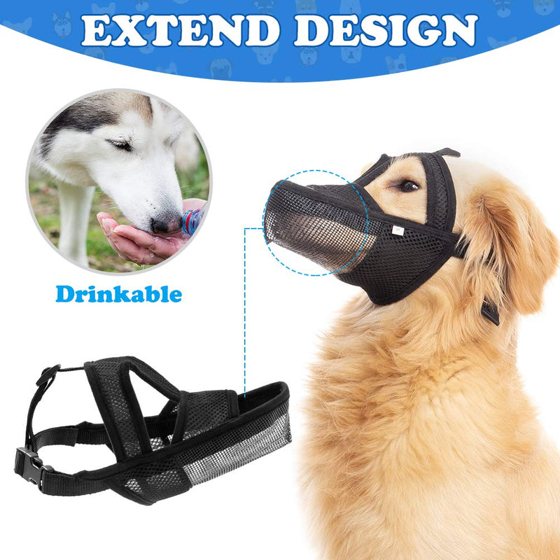 BINGPET Dog Muzzle for Medium Large Dogs - Adjustable Soft Secure Drinkable Pet Mouth Cover with Breathable Air-Mesh, Muzzle for Biting Barking Chewing Eating - PawsPlanet Australia