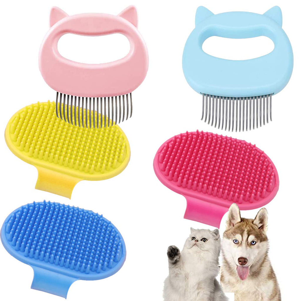Osuter cat combs, 2 pieces cat brush with 3 pieces pet massage brush, grooming cat comb, massage comb for cats and dogs, long hair, short hair - PawsPlanet Australia